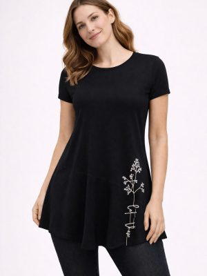 tunika SINDI - črna kratek rokav