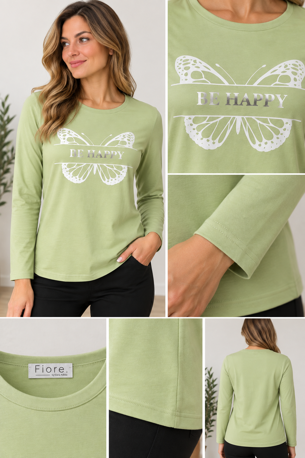 Majica SIA - zelena, be happy - slika 2