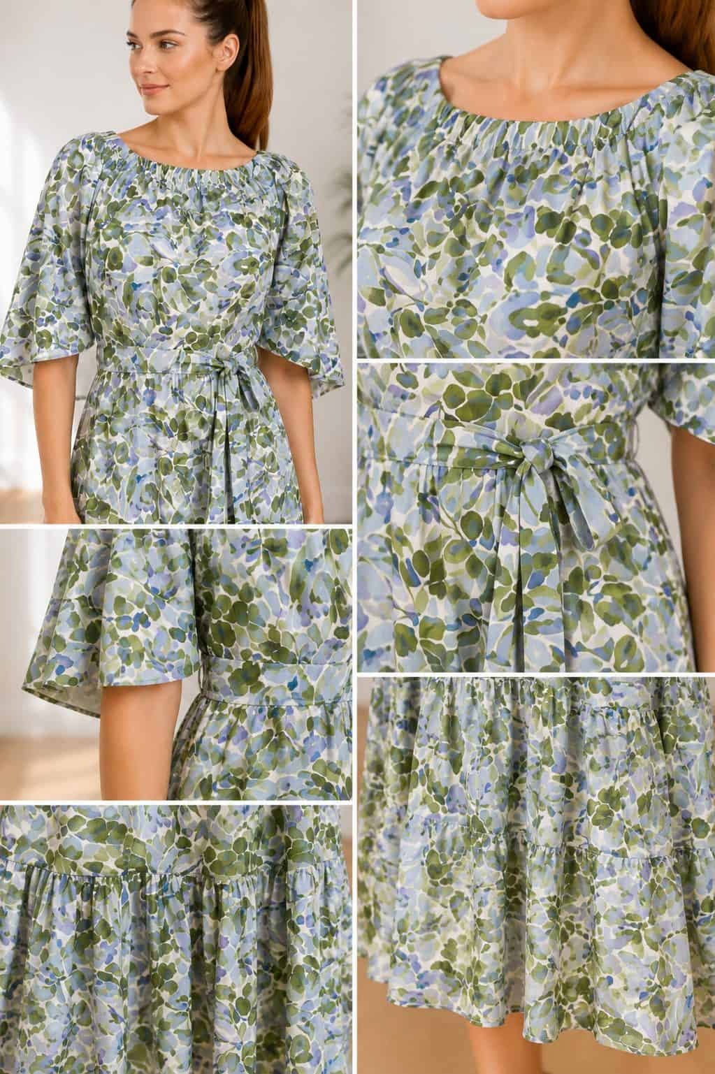 Svetlo zelena cvetlična poletna obleka