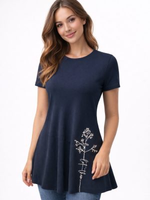 tunika SINDI - temno modra kratek rokav